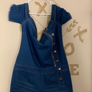 plus size denim jumpsuit